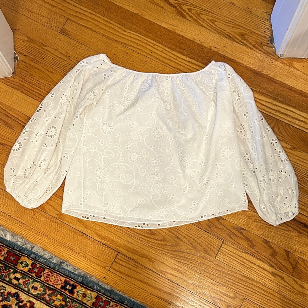 Carolina Herrera White Eyelet Blouse